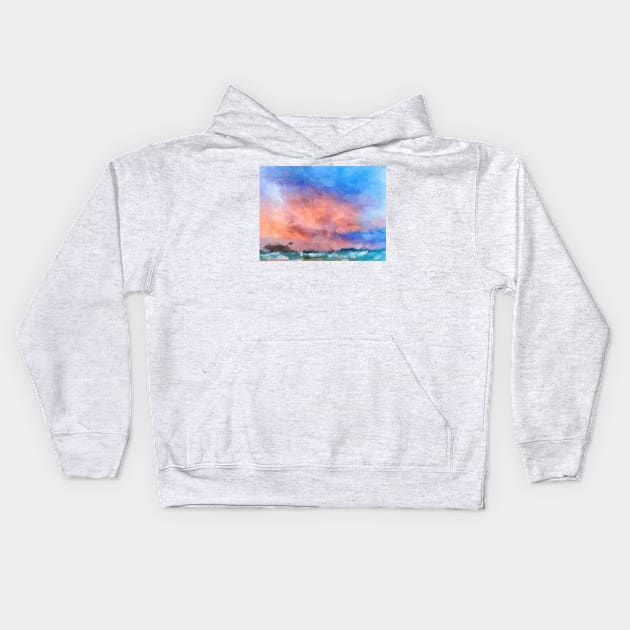 Abstract Cape Cod beach sunset Sandwich, Ma. Kids Hoodie by Dillyzip1202